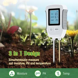 zitronix Soil Moisture Meter Precison Agriculture Soil Meter (without Battery) Soil Meter 3 in 1 Professional Dual Probes Soil Meter for Moisture /Temp/PH LCD All-in-One Digital Moisture Measurer image 5