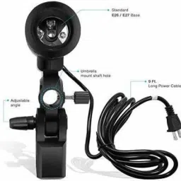 WON E27 Single Blub Holder Set of 2 pcs spl Quality Imported Photography Photo Light Lamp Bulb Single Holder E27 Socket Bracket Studio EU Plug,Black Camera Rig Folding Flash Bracket image 3