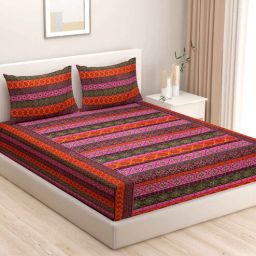 swayam Cotton 200 TC Queen Size Bedsheet with 2 Pillow Covers-picture-38