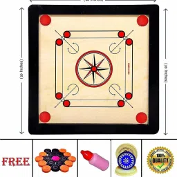 WOODEN 20 INCH CARROM BOARD WITH STRIKERS AND COINS 10 cm Carrom Board-image-76