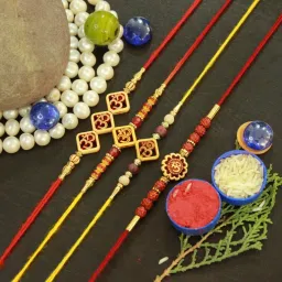 Religious Rajan_S4_015 Assorted Rakhi, Chawal Roli Pack Set-28