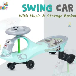 Minion Swing Car with 360 Degree Rotation Wheels & Musical Steering for Kids Car Non Battery Operated Ride On-picture-17