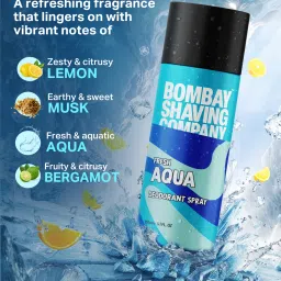 bombay shaving company Fresh Aqua & Intense Musk 150mlx2 Combo Deodorant Luxury Long Lasting Fragrance Deodorant Spray-For Men image 3