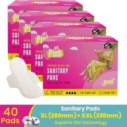 Hot Pink Pads For Women (24 XL + 16 XXL) Heavy Flow, Cotton Feel, Rash Free Sanitary Pad-image-25