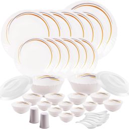 Pack of 37 Opalware Dazzle Golden Arc 37 Pcs Dinner Set-image-28