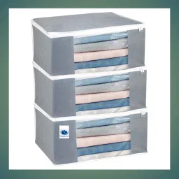 Hitanshicraft Non Woven Foldable Saree Cover/Cloth Storage Bag/Wardrobe Organizer with Zip Jersey Cotton Laundry Bag-36