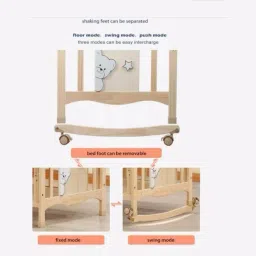babyteddy 9 in 1 Bruno-The Dog Baby Crib Wooden Cot Bed with 6 PC Bedding Set and Mosquito Net image 3