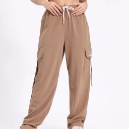 Women Solid Brown Track Pants-image-3