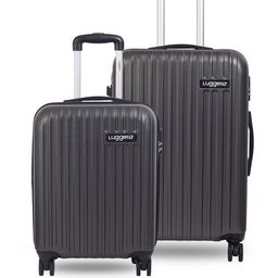 Luggero Set Of 2 Textured Hard-Sided Medium & Small Cabin Trolley Bags-6