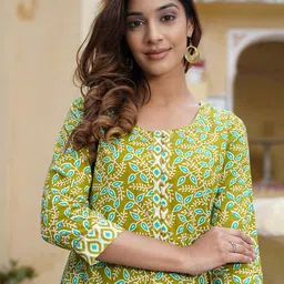 KALINI Floral Printed Gotta Patti Pure Cotton Kurta with Trousers & Dupatta-16