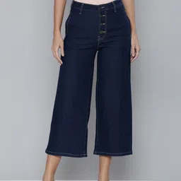 Flying Machine Women Blue Wide Leg High-Rise Stretchable Cropped Jeans-image-87