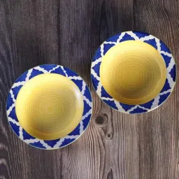 freakway Set of 4 Premium Ceramic Floral Hand-Painted Deep Pasta Plate-picture-29