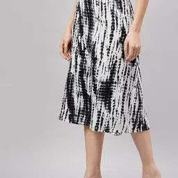 CHROME & CORAL Tie & Dye Printed Knee Length Wrap Skirt-image-85