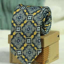 Tossido Men Yellow & Grey Printed Broad Tie-image-66