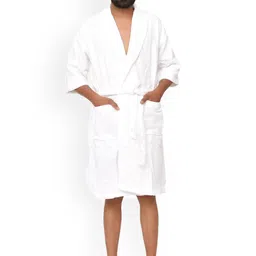 Home Fresh Unisex Self Design Pure Cotton Bath Robe With Belt-image-60