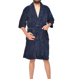 Home Fresh Unisex Pure Cotton Shawl Collar Bath Robe-image-27