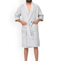 Home Fresh Unisex Pure Cotton Shawl Collar Table Bath Robe-image-12