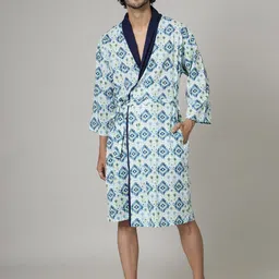 HANDICRAFT PALACE Men Printed Cotton Bath Robe-48