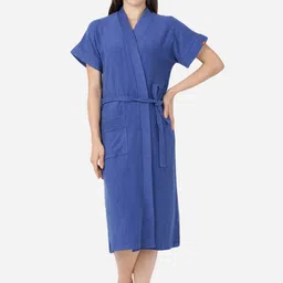 GOLDSTROMS Women Blue Solid Bathrobe-picture-49