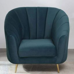 casacraft from pepperfry Kaylee Velvet 1 Seater Sofa In Teal Blue Colour-picture-22