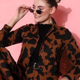 STREET 9 Women Chic Brown Cotton Camouflage Jacket-picture-44