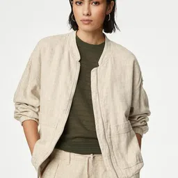Marks & Spencer Stand Collar Linen Tailored Jacket-picture-16