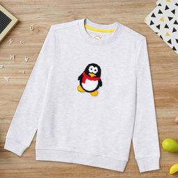 ZION Boys Grey Melange Embroidered Sweatshirt-image-1