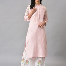 W Women Thread Work Cotton Kurta-21