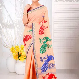 DipDiya Ethnic Motifs Embroidered Pure Cotton Taant Saree-11