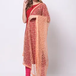Dupatta Bazaar Peach-Coloured Embroidered Dupatta image 2