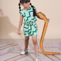 LIL DRAMA Girls Printed Pure Cotton Top with Shorts-picture-18