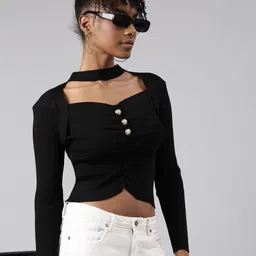 SHOWOFF Sweetheart Neck Monochrome Top-picture-28