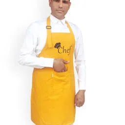 SWITCHON Mustard Yellow & Black Chef Printed Waterproof Kitchen Apron-38