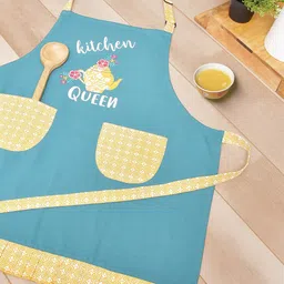 BLANC9 Turquoise Blue & Yellow Printed Cotton Aprons-34