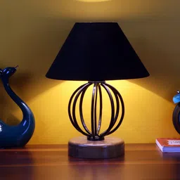 Devansh Black Cotton Table Lamp With Iron Base-54