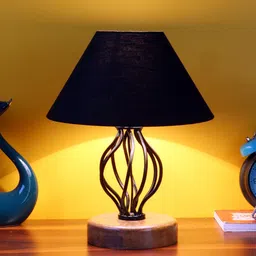 Devansh Black Cotton Table Lamp With Iron Base image 4