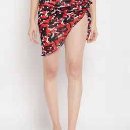 SECRETS BY ZEROKAATA Printed Beach Wear Bikini Set with Sarong-image-54