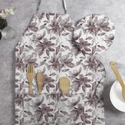 HOUZZCODE Pack of 5 Printed Floral Printed Red Aprons image 1