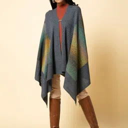 KHALEEJ Women Striped Longline Poncho-22