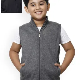 IndiWeaves Boys Pack Of 2 Fleece Lightweight Open Front Jackets-image-19