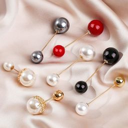 Yellow Chimes Set of 7 Pearl Studded Brooch-image-2