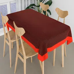 Kuber Industries Maroon & Black Geometric Printed Anti-Skid Cotton 4-Seater Table Cover-image-98