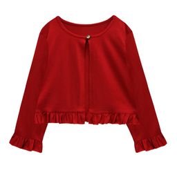 A.T.U.N. Girls Maroon Solid Pure Cotton Cardigan With Fringed Detailing-image-31