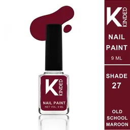 KINDED Long Stay Glossy Finish Nail Polish - 9ml - Old School Maroon 27-52