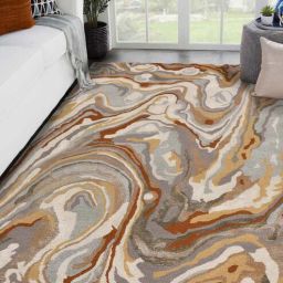 saraswati global Beige Abstract Wool And Viscose 5X8 Hand-Tufted Carpet-picture-24
