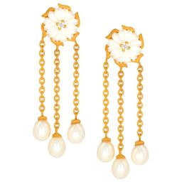 BHIMA Jewels 22K Hallmark 916 Purity Yellow Gold Flower Pearl Drop-image-47