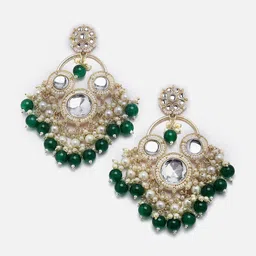 ZENEME Floral Kundan Drop Earrings image 2