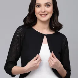 Style Quotient Women Black Cotton Crop Shrug-53