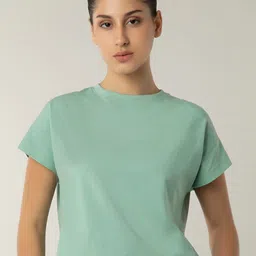 Amante Round Neck Extended Sleeves Cotton T-shirt-43