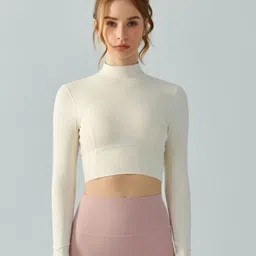 RYZ High Neck Cut Out Moisture Wicking Sports Fitted Crop Top-10